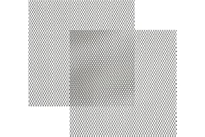 PATIKIL 10cm L x 10cm An Rejilla de Malla Universal para Coche, 2 Pcs Malla de Aluminio de 2x3mm con Agujeros de Diamante Expandida Hoja de Metal Perforada para Ventilación, Negro