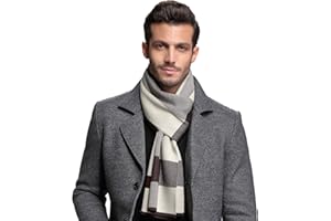 RIONA 30% Laine Echarpe Hiver Hommes, Classic Luxueux Echarpe d'hiver, Echarpe Chaude pour les Hommes 180 * 30cm