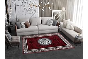 ALFOMBRAS IBERIA Alfombra de Salon Moderna de diseño VERSACH | De Pelo Corto en Polipropileno Frisse y 100% Lavable | | Ideal para Salón o habitacion | En Varias Medidas y Colores (135 x 190 cm, Rojo)