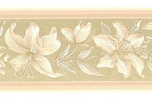 UNKNOWN Brewster Wallcoverings - Bordure de papier peint florale ton sur ton - Botanique irisé - Uniform - 17,5 cm x 460 cm - 15,1 m² - Préencollé - Non peinte