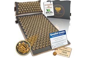 CALM ELEPHANT ORIGINAL XL Tapis Acupression PURE ECO et Coussin Ergonomique, Tapis Champ de Fleurs, Soulagement Dos, Cou & Épaules, Réflexologie, Anti-Stress, Méditation, fonction chauffante et sac