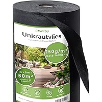 DAWIDU Gartenvlies Unkrautvlies 150g/m2 [50m²] inkl. 50 Erdanker Set verzinkt Natürlich gegen Unkraut - Premium Anti…