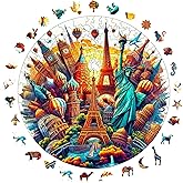 WePuzzleUp Ahşap Puzzle Yetişkin - D&uuml;nya Şehirleri - 252 Par&ccedil;a, 29 x 29 cm - Yapıştırıcı Folyo Dahil - Benzersiz Şekilli Par&ccedil;