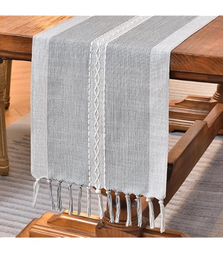 Chemin De Table Bohème Artoid Mode - Gris Clair à Glands - Lavable En Machine - Pour Fête, Mariage Ou Déco Quotidienne