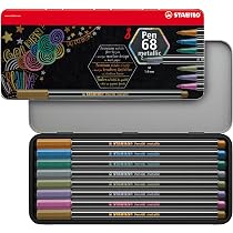 STABILO Pen 68 Brush Premium Filzstifte – 6er-Set In Ozeanfarben | Variable Linie 1-3 Mm | Wasserbasierte Tinte