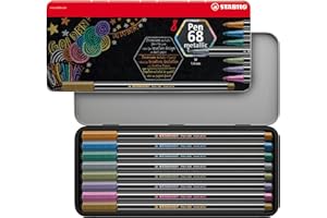 ‎STABILO STABILO - Premium Metallic-Filzstift - Pen 68 metallic - 8er Metalletui - 8 verschiedene Metallic-Farben