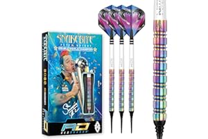 RED DRAGON Peter Wright Snakebite 1: 16g Barrel, 18g Full Weight Softip Tungsten Darts with Flights & Stems