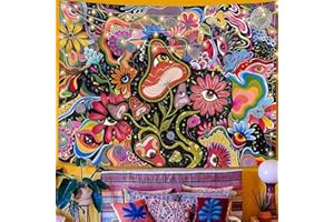 Arawat Wandteppich Psychedelic Pilze Wandtuch Rote Wandteppiche Wandteppich Aesthetic Wandtuch Mond Tapisserie Landschaft Wandtuch Hippie Trippy Tapestry Mushrooms Wanddeko (130x150cm)