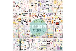Liangding Bullet Journal naklejki, zestaw 27 arkuszy / 1230+ planer, naklejki na kalendarz 2024, naklejki na miesiące, planowanie pracy, budżet i scrapbooking, naklejki do albumu fotograficznego,