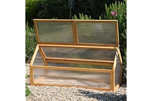 Garden Gear XL Wooden Cold Frame, Extra-Large Capacity, Fir Wood & Polycarbonate, Hinged Lid for Easy Access, Protects Plants & Seedlings
