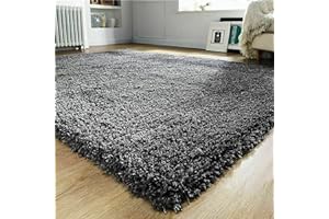 Prime Plus EXTRA THICK HEAVY 5CM PILE SOFT SHAGGY RUGS MODERN AREA RUGS BEDROOM HALL RUGS (Dark Grey, 120 x 170cm)