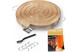 ‎GRILL'N CHIPS Kaltrauchgenerator (30 cm) /Räucherschnecke für Räucherofen Fleisch und Fisch + 4 Fleischerhaken und 1 Reinigungsbürste - Gratis E-Book