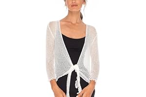 SHU-SHI - Cardigan/Coprispalle Trasparente - Effetto a Maglia - Donna