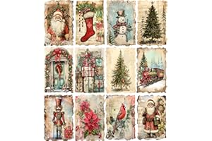 Vintage Christmas Rice Paper, 20 x 26.5cm (6 Sheets) – 6X Decoupage Papers for Collage, Mixed Media, Card Making & Crafts, Decoupage by CRAFT KREATIVELY