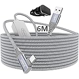 Siwket Oculus Quest 2 Link Cable 6M, USB to USB Type C Cable Braided 90 Degree with Signal Booster 5Gbps Fast Data Transfer U
