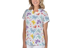 B-well Bambina Blouse Medicale Femme Motif Uniforme Médical Blouse Médicale Tunique de Travail Médicale 2 Poches Manches Courtes