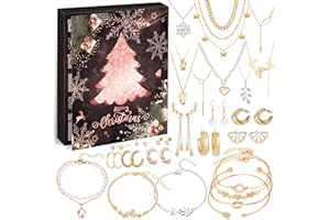 ‎ZJTAPE Schmuck Adventskalender Frauen 2025 - Mädchen Weihnachtskalender, 24 Überraschungen Halskette Armband Ohrringe, Countdown Kalender, Schmuck Set Weihnachten Geschenk für Damen Mädchen Beste Freundin