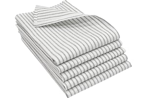 ZOLLNER 5 paños de Cocina, 50% Lino y 50% algodón 50x70 cm, Rayas Grises