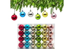 Xcdhemde® 24 Bolas de Navidad 5cm, Bolas Navideñas de Plástico, Navidad de Plástico Son adecuadas para Interiores y Exteriores, Ncluye Colores Surtidos