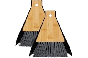 ‎RELAXDAYS Relaxdays Zestaw do zamiatania stołów, 2 sztuki, miotła stołowa i szufelka, do jadalni i kuchni, bambus i tworzywo sztuczne, naturalny/czarny