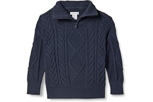 Amazon Essentials Pull à Coupe décontractée en Tricot torsadé avec col zippé Garçon
