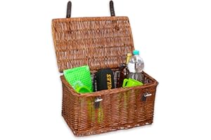 Bicycle Gear Rattan Fahrradkorb Vorne Groß - Lenkerkorb Fahrrad 30L - Bäckerkorb 45 x 30 x 25 cm - Gepäckträger Vorne Fahrrad Zubehör - Fahrradkorb Geflochten