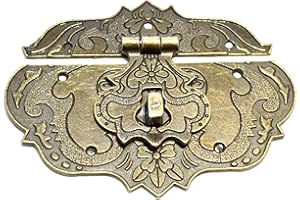 DIYFIXLCD 2 Pcs Decorative Hasp Latches Vintage Bronze Hook Lock with Clasp Closure for Jewelry Case Wooden Box Chest Cabinet Cupboard Furniture Medium Size (Length:3", Height:2-1/16") (Small Size)