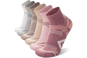 ANTSANG 6 Paires de Chaussettes de Cheville en Laine Mérinos pour Course Randonnée Marche Travail Thermique Chaudes Épaisses Rembourrées Chaussettes au Quart pour Femmes et Hommes