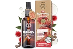 BIONOBLE Organiczny Olej Rycynowy 100% Czysty - Tłoczony na Zimno, Bez Heksanu - Pobudza Wzrost - Olej Rycynowy do Włosów, Rzęs i Brwi - Castor Oil - Szklana Butelka z Pipetą i Pompką - 100ml