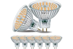 DEIFUA GU5.3 LED Bulb Warm White 650 Lumen 6.5 W Replaces 55 W MR16 Halogen Bulb, Pack of 6, AC/DC 12 V Flicker-Free Bulb, 3000 K Spotlight, 120° Beam Angle Spot, Non-Dimmable Reflector Lamp