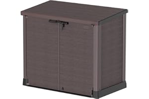 Duramax StoreAway 1200L Plastic Garden Shed/ Flat Lid, Outdoor Storage Shed, Wheelie Bin Hideaways, Wheelie bin box, Durable Construction, Ideal for Bikes, BBQs & 2x 240L Bins, 145x85x125 cm, Brown