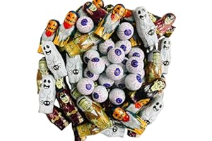 OYOY Halloween Scary Figuren und Augen aus Vollmilchschokolade I 400g I ca. 50 Stück I Halloween Deko I