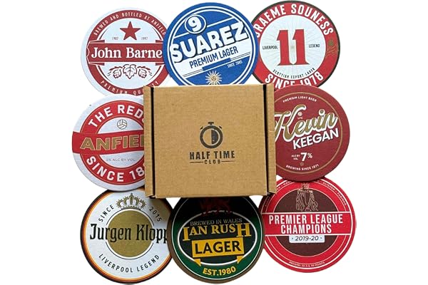 Liverpool 2:a upplagan fotboll ölmatta underlägg – perfekt som present eller present till alla Liverpool-fans (8-pack)