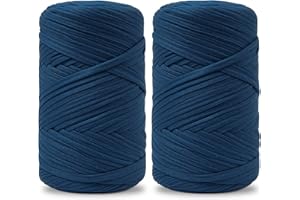 Vincona Fil tee Shirt pour Crochet 2 x 200 g, Fil Crochet, Idéal pour Crocheter des sacs, Paniers, Tentures Murales, Décoration d'intérieur et Loisirs Créatifs-Bleu denim 18