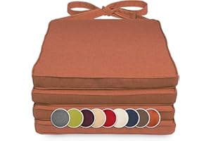 sunnypillow Lot de 4 coussins, pour chaise en rotin, 40 x 45 x 5 cm, rembourrés, avec rubans, pour l'intérieur et l'extérieur, oranges