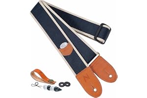 Nefelibata sangle de guitare en coton avec poche à médiators pour guitare basse, électrique et acoustique