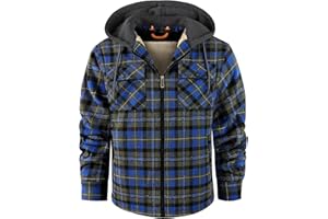 SwissWell Męska kurtka koszulowa, pogrubiona w kratkę, z zamkiem błyskawicznym, flanelowa, pluszowa podszewka, na czas wolny, z podszewką, koszula drwala, męska koszula zimowa, polarowa bluza z