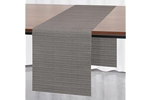 Myir JUN Camino de Mesa, Camino de Mesa Moderno PVC Termoaislante para Manualidades Lavable para Comedor Cocina para Interior y Exterior Fiesta Vacaciones Decoración de Mesa 30 x 240 cm (Gris Oscuro)