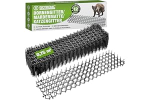 ISOTRONIC Katzenabwehr für den Außenbereich Mardermatte Dornengitter | Tier-Barriere | gegen Schnecken | Katzenabwehrmatte, Kratzschutz für Katzen (schwarz 12 Stück)