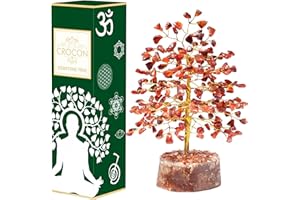 CROCON Carnelian Chakra Tree of Life - Crystal Tree for Positive Energy, Handmade Gemstone Tree - Luck Money Tree Bonsai, Feng Shui Decor - Orange Healing Crystals for Sacral Chakra, Spiritual Mystical Gift