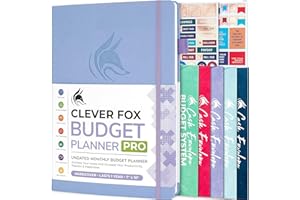 Clever Fox Budget Planner PRO - Financial Organizer + Cash Envelopes. Monthly Finance Journal, Expense Tracker & Personal Account Book, Undated, 18 x 25.5cm - Periwinkle