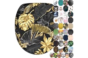 Sanilo Abattant WC frein de chute, Grande sélection de lunettes de toilette avec abaissement automatique, Fixation facile (Golden Leaves)