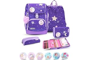 Belmil Premium Comfy Plus ergonomiczny tornister szkolny zestaw 5-częściowy, dla małych dzieci/pierwszoklasistów – STAEDTLER, pas piersiowy, pas biodrowy, zapięcie magnetyczne (405-73/P/S)