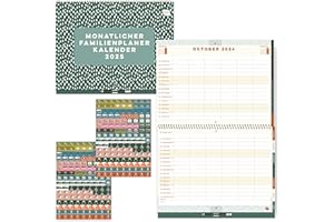 (in tedesco) ‘Monatlicher Familienplaner’ Boxclever Press calendario 2024 2025. Calendario da muro 2024 2025, 6 colonne. Planner mensile Set’24 - Dic’25. Calendario famiglia 2024 2025 con etichette.
