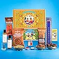 Phool Rakhi Gift for Brother - 7 Inclusions + Evil Eye Rakhi - Nazar Kavach Evil Eye | Eat Better Choco Almonds, Healthy Millet Namkeen, Hazelnut Laddos, Kimirica Shower Gel & Body Lotion, Personalized Greeting Card - Rakhi Combo Gift Box for Bhaiya & Bhabhi