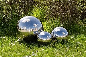 Köhko Sfera Decorativa 3er-Set lucidata in Acciaio Inossidabile di Alta qualitá, Sfera da Giardino ø 15-25-38 CM