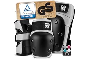 99FLIPS Protection Roller Adulte et Adolescent [6 pièces] Protection Skate Adulte pour avec Genouillère, Coudiere & Protections pour équipement de Protection Skate & Inline