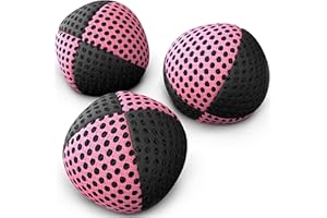 speevers Juggling Balls Professional Set of 3 Fresh Design Xballs, 12 Beautiful Colors Available, Juggle Balls for Beginners, Kids, Adults, 2 Layers of Net 4 Panels Carry Case (110g, Black - Pink)