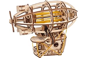UGEARS Steampunk-Luftskepp - 3D-Pussel i Trä för Vuxna - Mekanisk Modell Med Rörliga Delar - Byggsatser Hjärnkittlande Pussel