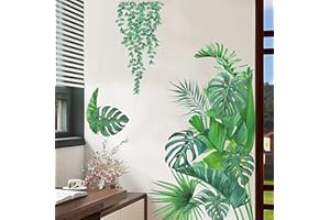 HPNIUB Grüne Blätter Wandtattoo,Modern Wandaufkleber Wohnzimmer,Grüne Pflanze Wandtattoo,Abnehmbar Hängende Rebe Wandbild,Frühling Wandsticker Aufkleber für Fenster Schlafzimmer Wanddeko (E, E)